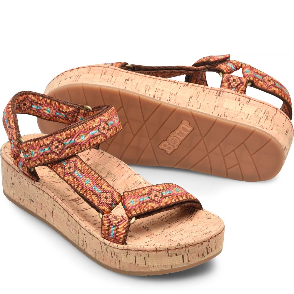 Born Sirena Colors Sandals Orange Fabric Product ID-1ZCqymXn