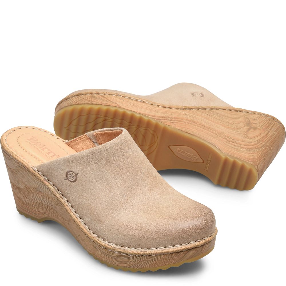 Born Natalie Clogs Cream Visone Distressed Product ID-26WGXPGJ