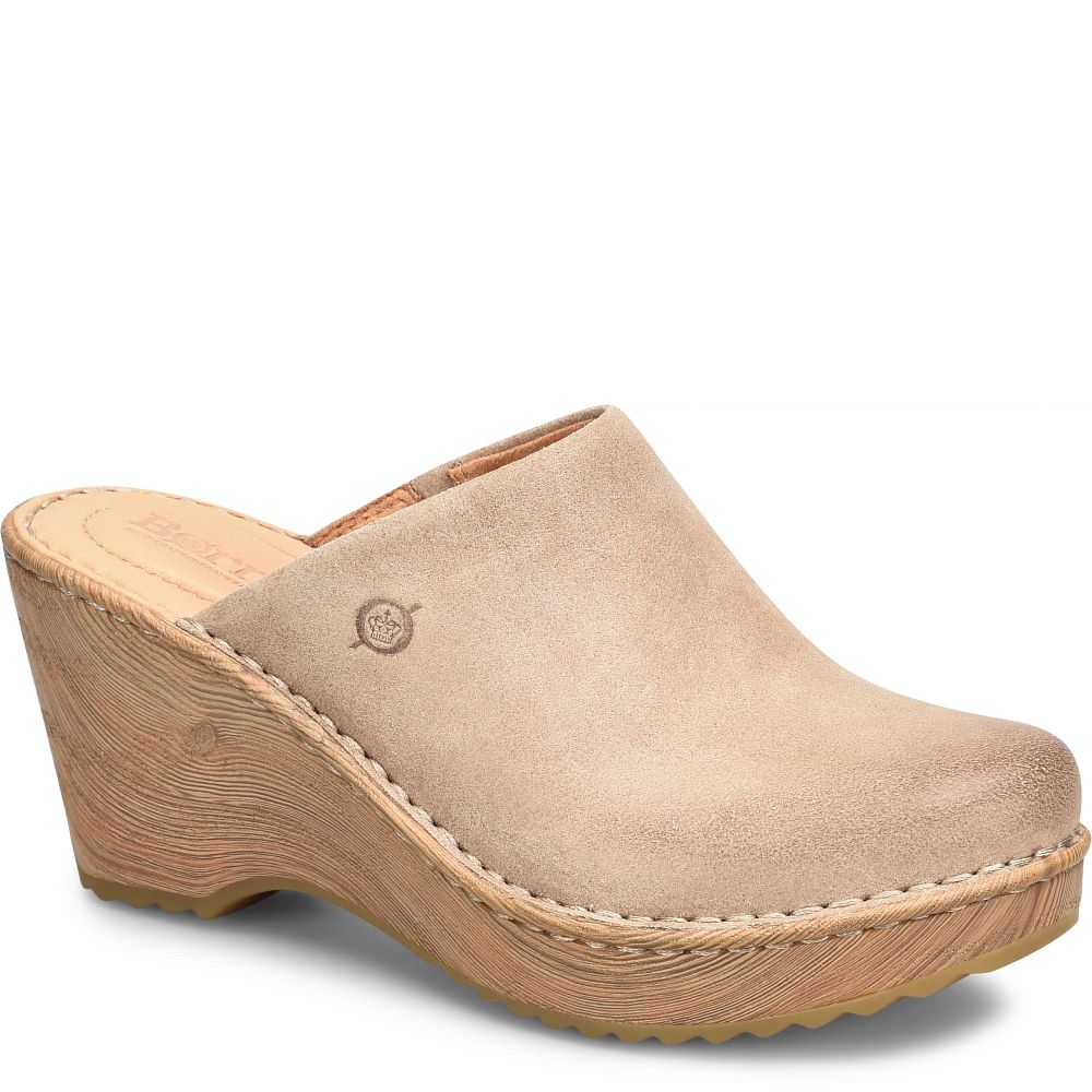 Born Natalie Clogs Cream Visone Distressed Product ID-26WGXPGJ
