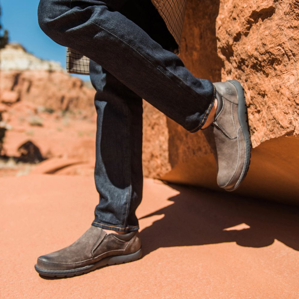Born Nigel Slip On Slip-Ons Grey Combo Distressed Product ID-CAcuyS9f