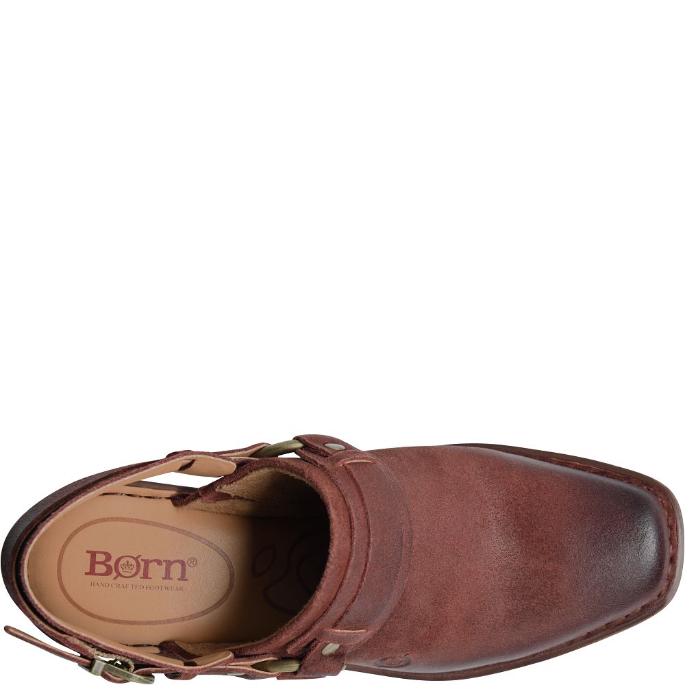 Born Hudson Clogs Dark Brick Distressed Product ID-GmbIfudK