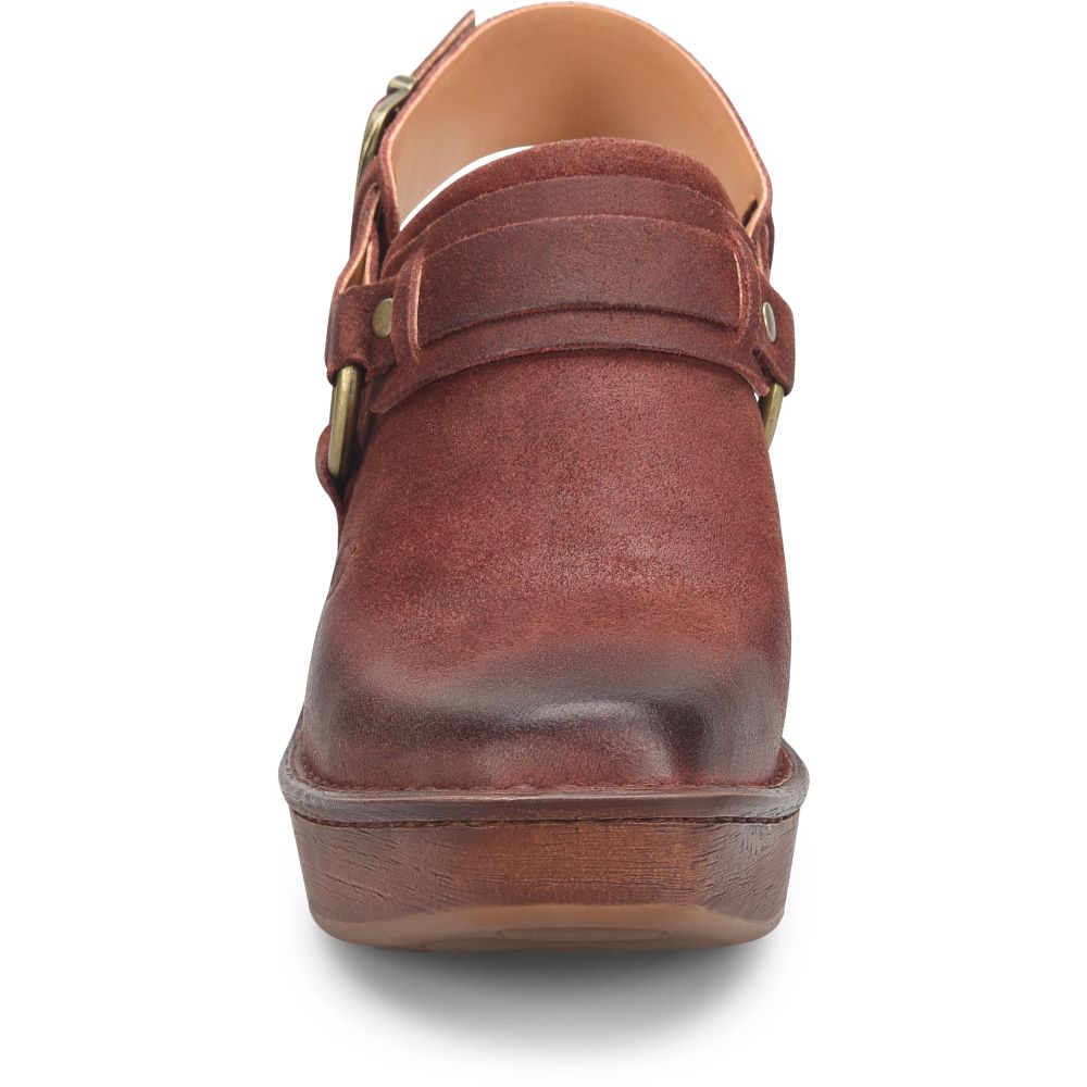 Born Hudson Clogs Dark Brick Distressed Product ID-GmbIfudK