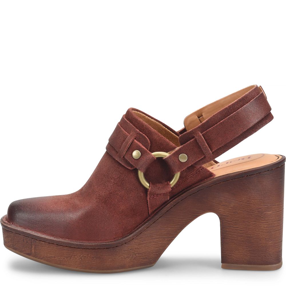Born Hudson Clogs Dark Brick Distressed Product ID-GmbIfudK