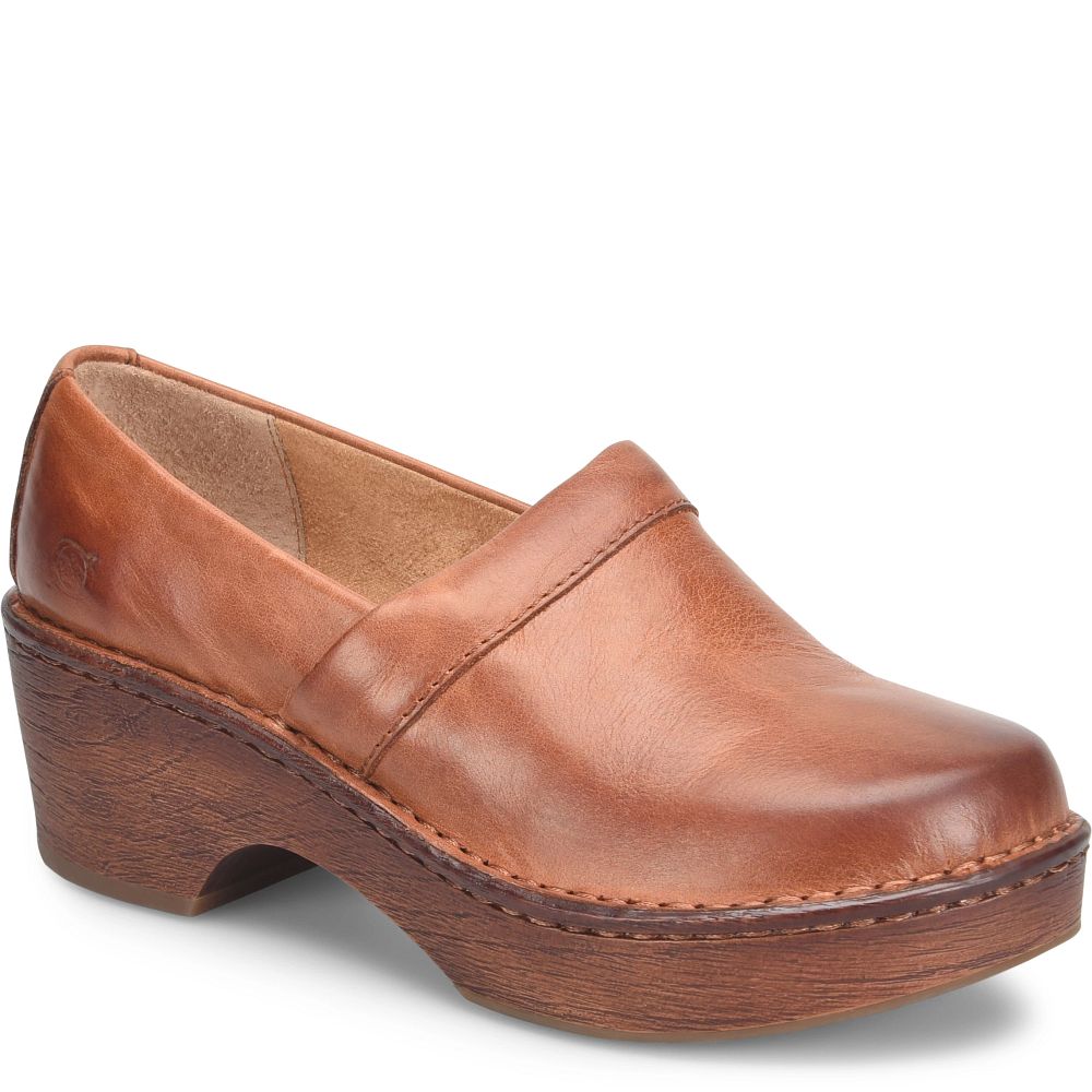 Born Freya Clogs Cognac Brown Product ID-I7Qhcrvf