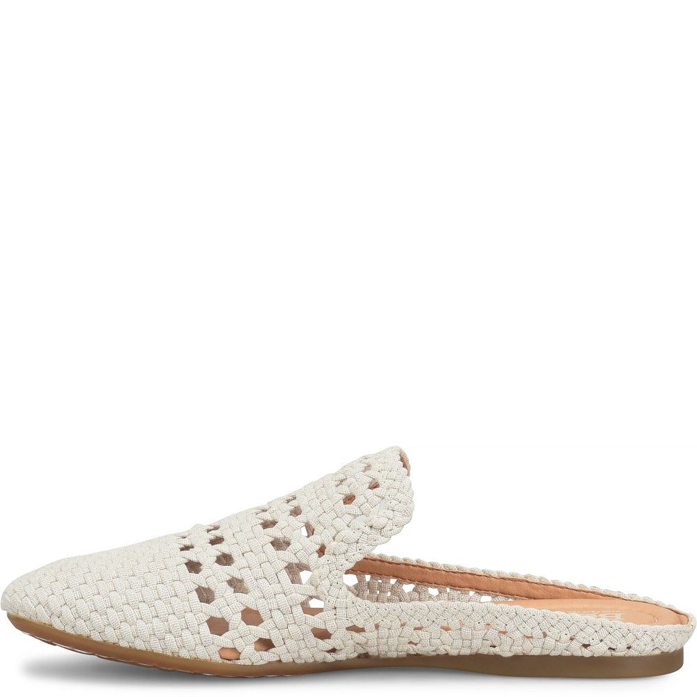 Born Cameo II Clogs Cream Knit Fabric Product ID-KTfBhnU9