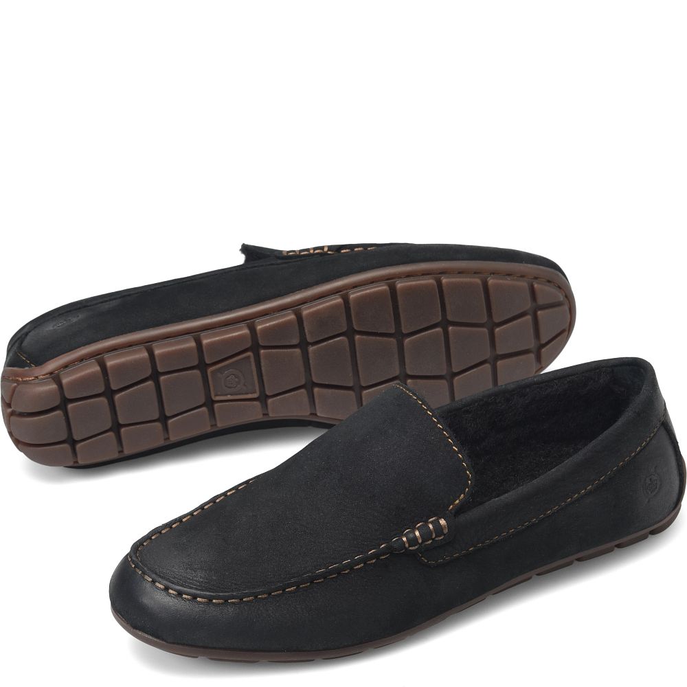 Born Allan Shearling Slippers Black Nubuck Product ID-MmNOFGxj