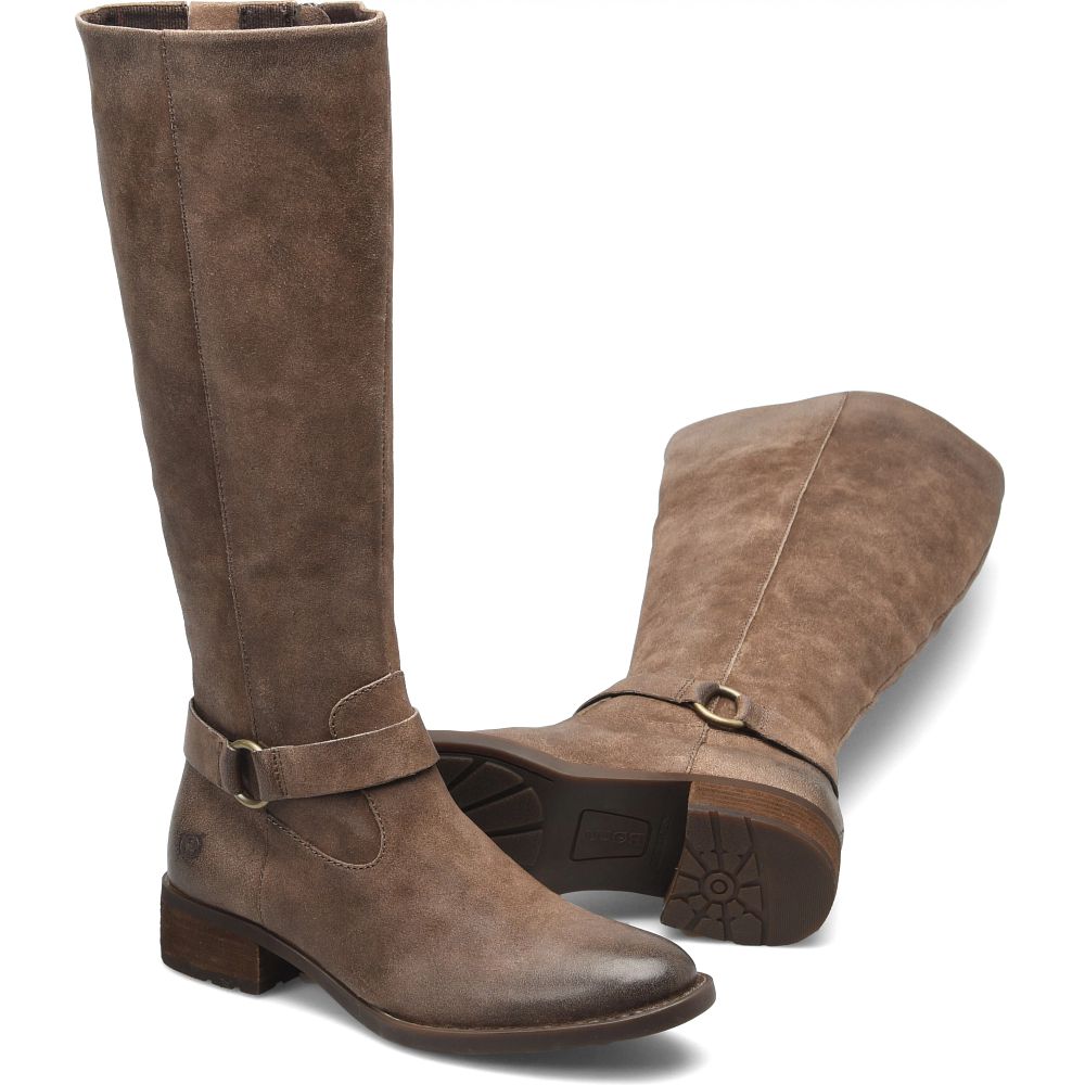 Born Saddler Boots Taupe Distressed Product ID-No9Dh6RG