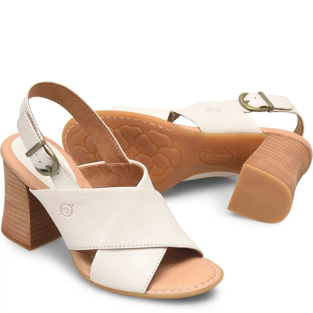 Born Tessa Sandals White Ivory Product ID-QescTu63