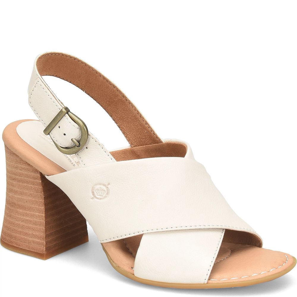 Born Tessa Sandals White Ivory Product ID-QescTu63