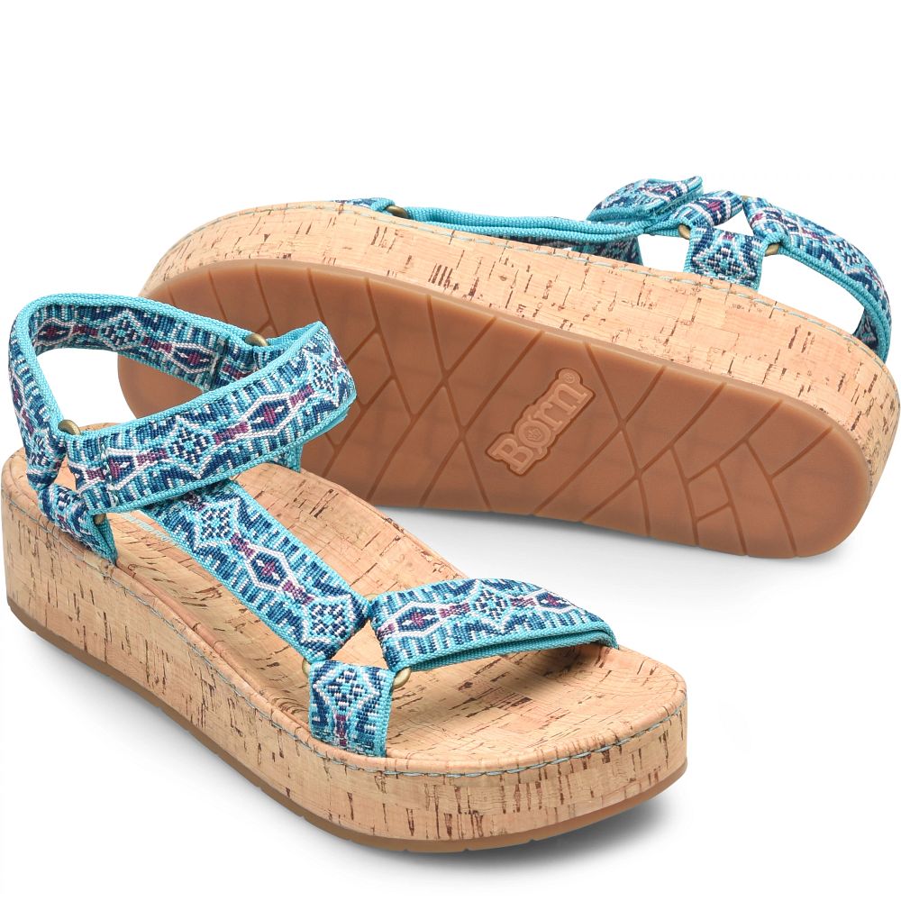 Born Sirena Colors Sandals Turquoise Fabric Product ID-RBYSGdUM