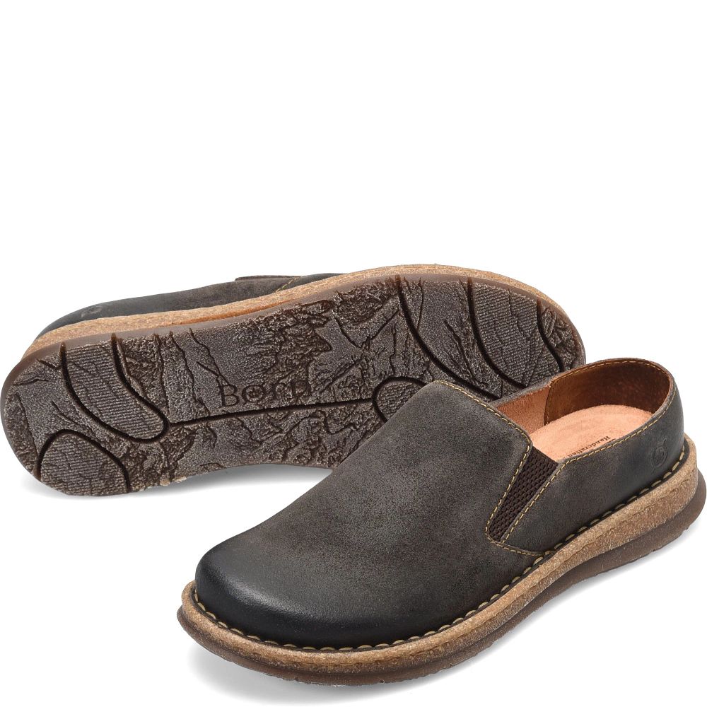 Born Bryson Clog Slip-Ons Dark Concrete Distressed Product ID-RrvmF979