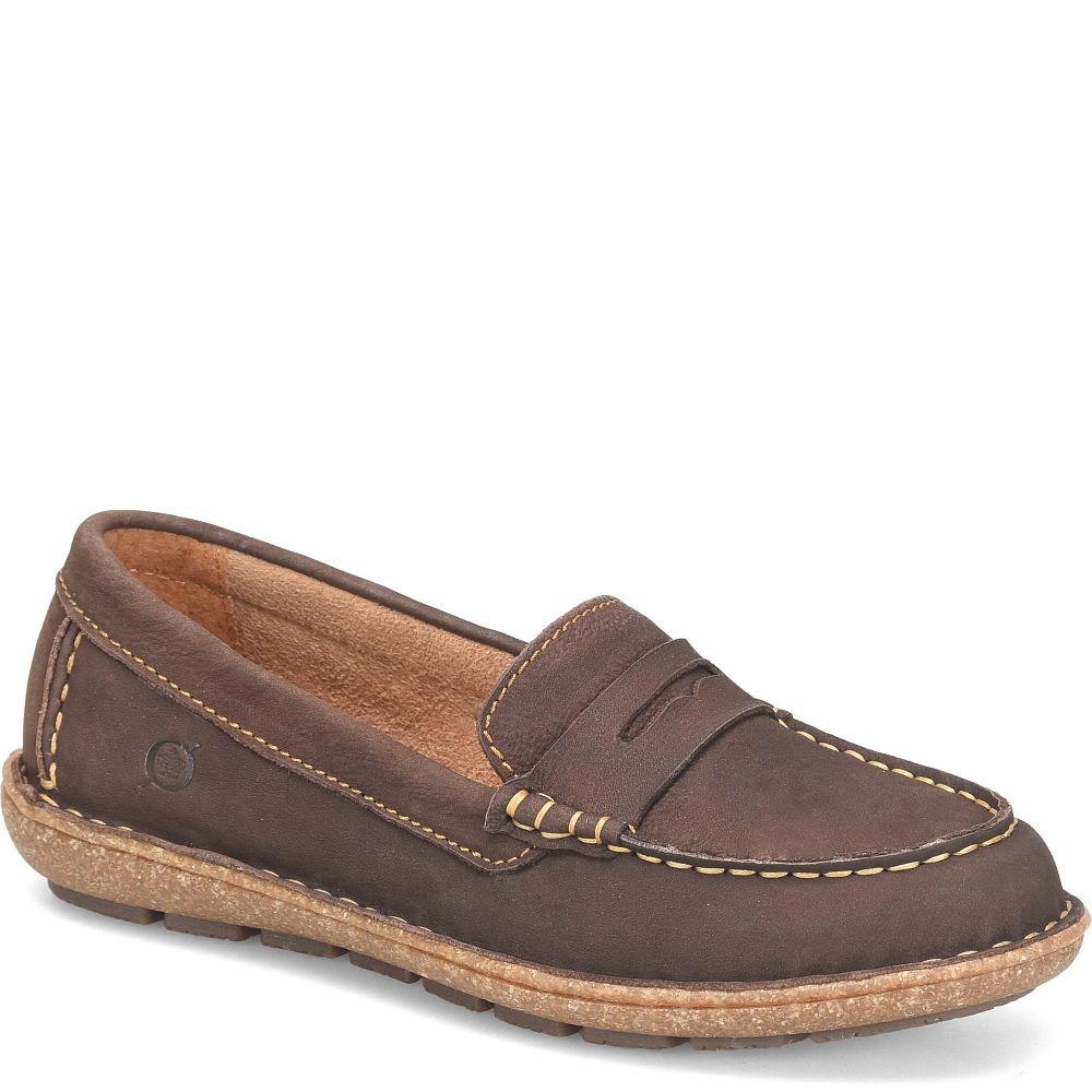 Born Nerina Slip-Ons Brown Crater Nubuck Product ID-UjzQRbi4