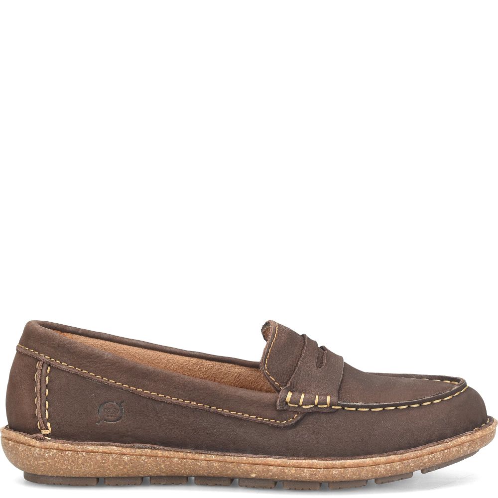 Born Nerina Slip-Ons Brown Crater Nubuck Product ID-UjzQRbi4