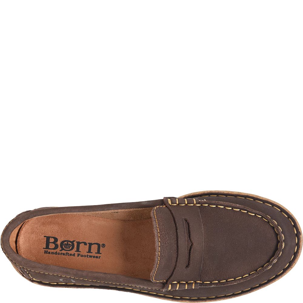 Born Nerina Slip-Ons Brown Crater Nubuck Product ID-UjzQRbi4