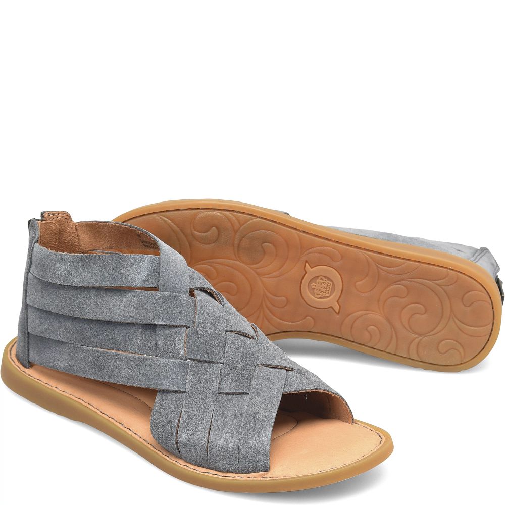 Born Iwa Woven Sandals Dark Grey Granite Suede Product ID-UxVs6gOm
