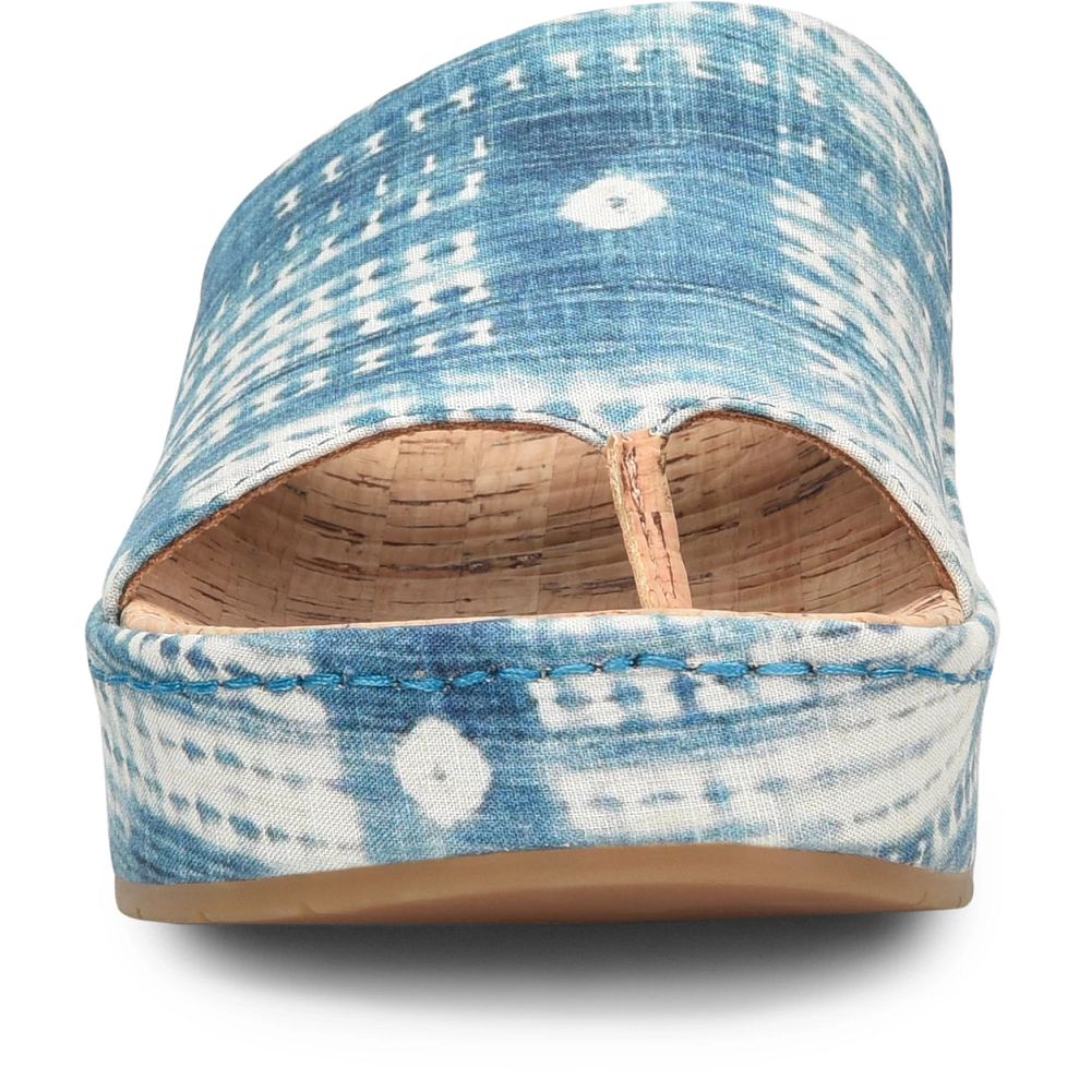 Born Sharr Tencel Sandals Blue Multi Tencel Fabric Product ID-XVXDseNP