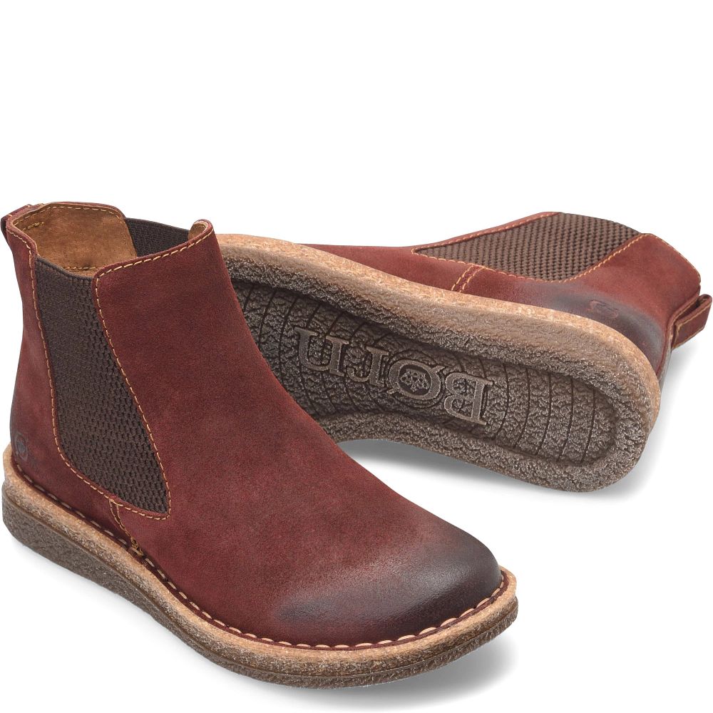 Born Faline Boots Dark Brick Distressed Product ID-el4hC7Tq