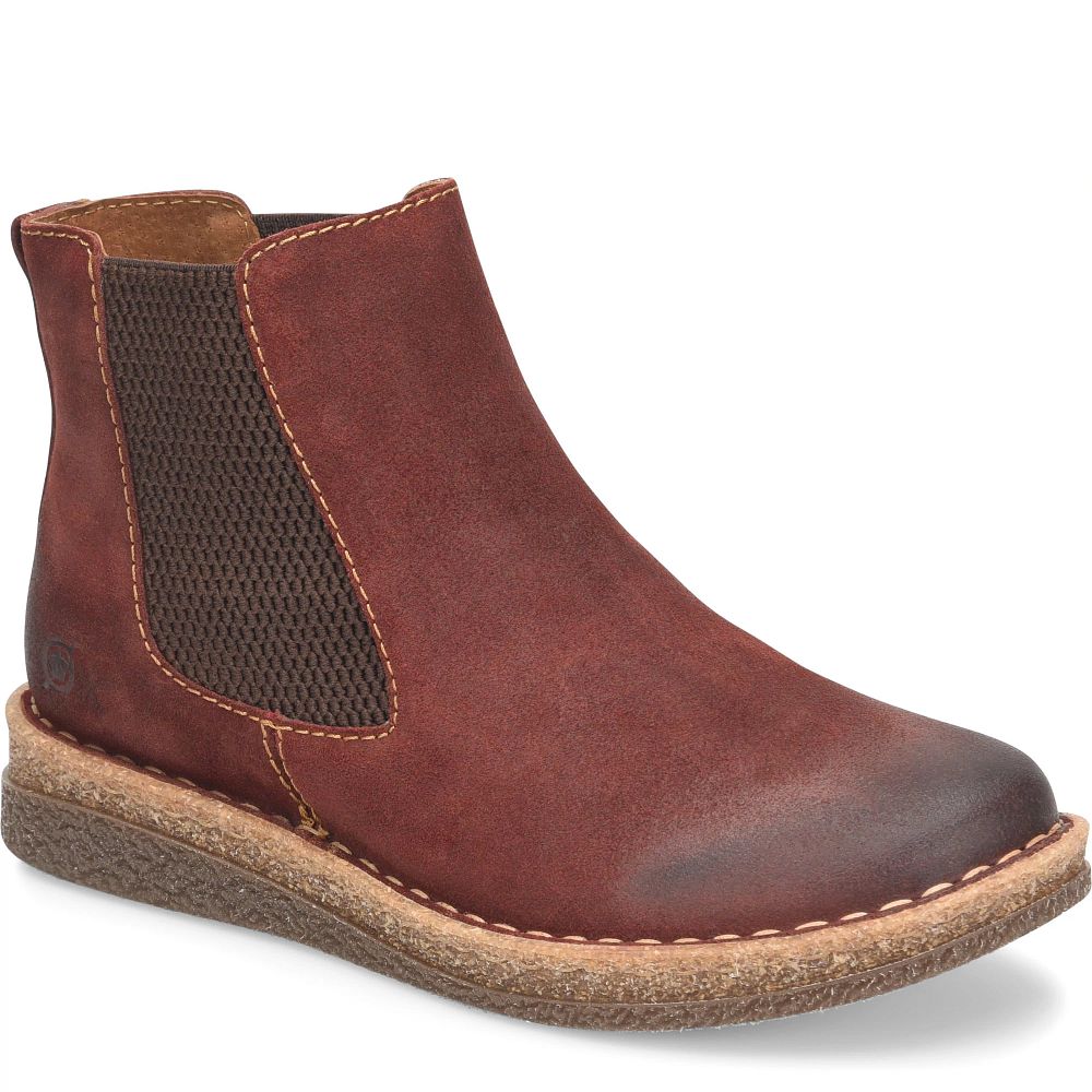 Born Faline Boots Dark Brick Distressed Product ID-el4hC7Tq