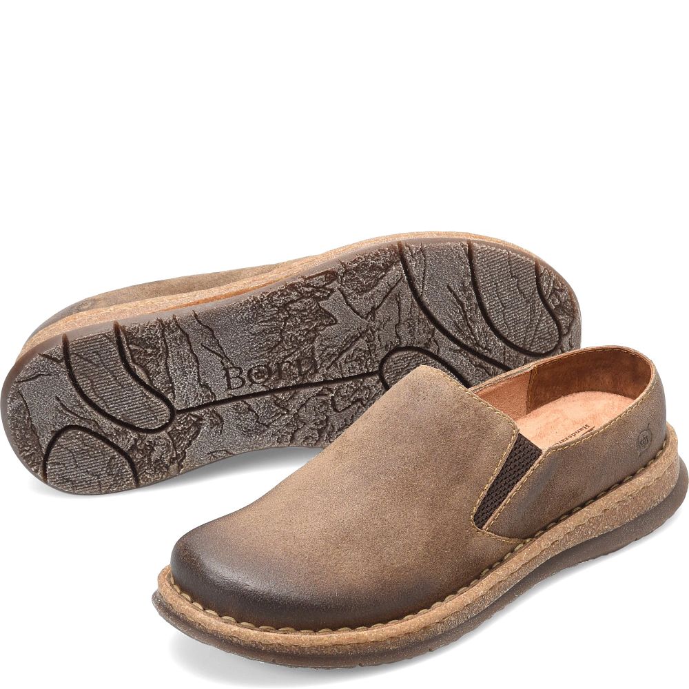 Born Bryson Clog Slip-Ons Taupe Avola Distressed Product ID-lnCskJWr