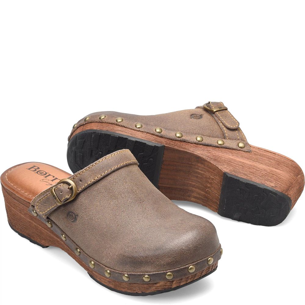 Born Jewel Clogs Taupe Avola Distressed Product ID-q5JMJFfV