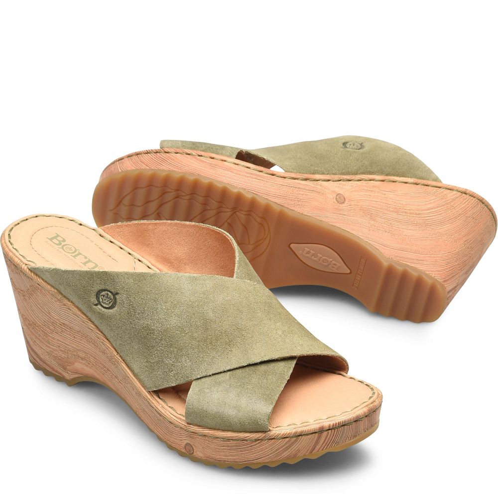 Born Nora Sandals Kiwi Suede Product ID-q8u8e0Ua [BornShoes-201]