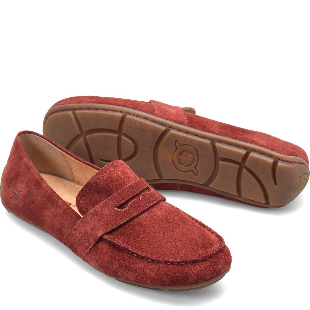 Born Melinda Slip-Ons Dark Brick Suede Product ID-ue5L7N4t